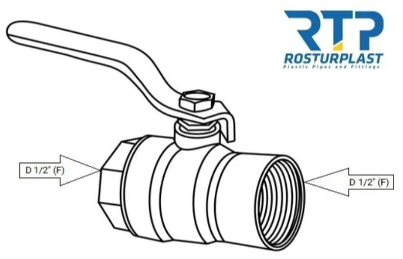 Шаровый кран RTP шаровой латунный вн/вн PN 25 ручка рычаг