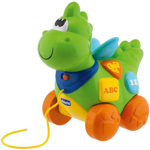 Каталка-игрушка Chicco Говорящий дракон (69033), зеленый/оранжевый игрушка музыкальная веселый колобок 15 мелодий и звуков