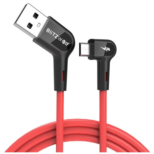 Кабель Blitzwolf BW-AC2 5V 2.4A Right Angle USB A to Micro-USB Cable 0.9m Red