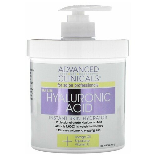 Advanced Clinicals, гиалуроновая кислота, мгновенное увлажнение кожи, 454 г