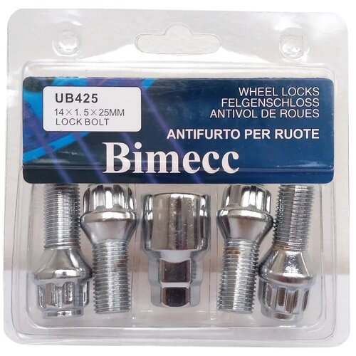 Болты-секретки M14 x 1.5 Bimecc UB425 конусные под ключ 19 и 21