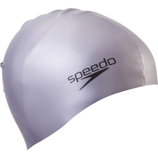 Шапочка для плавания детская Speedo Plain Molded Silicone Cap, 8-709849086, силикон, серебристый