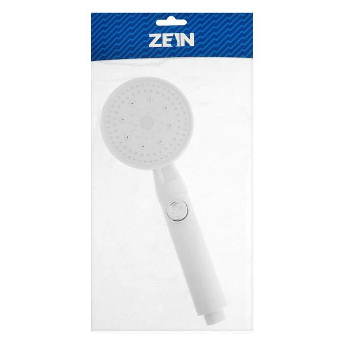 Лейка для душа ZEIN Z3540, d=90 мм, 5 режимов, кнопка "стоп", съёмный верх, белая 9931297