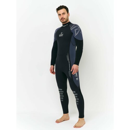 Гидрокостюм неопреновый длинный для дайвинга и водного спорта SARGAN NERO LONG MEN неопрен 5 мм черный-серый размер M