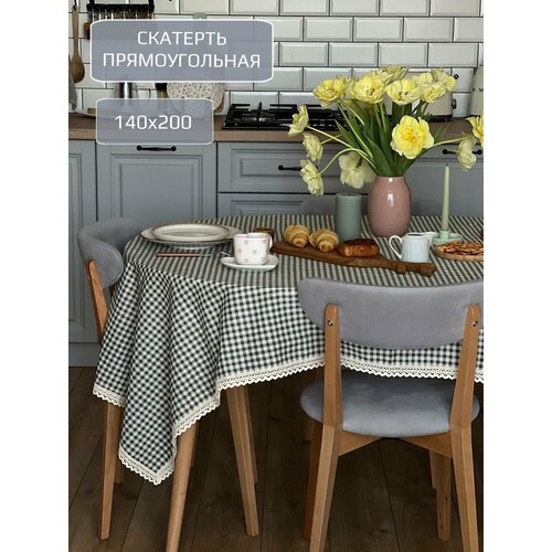 Скатерть прямоугольная на стол 140x200 см, зеленая