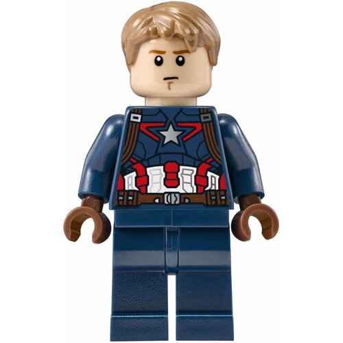 Минифигурка LEGO Sh 184 Captain America - Dark Blue Suit, Reddish Brown Hands, Hair, Dark Orange Eyebrows