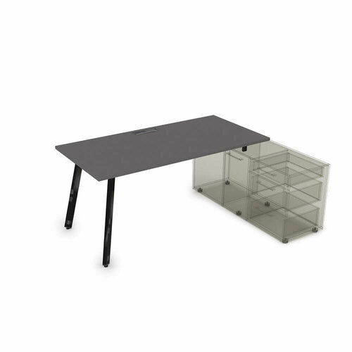 Стол с тумбой опорной Arredo ALSAV 10СТО.074 Graphit/Черный глянец 1600*700*750