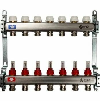 Коллектор из нержавеющей стали с расходомерами ST 7 выходов
