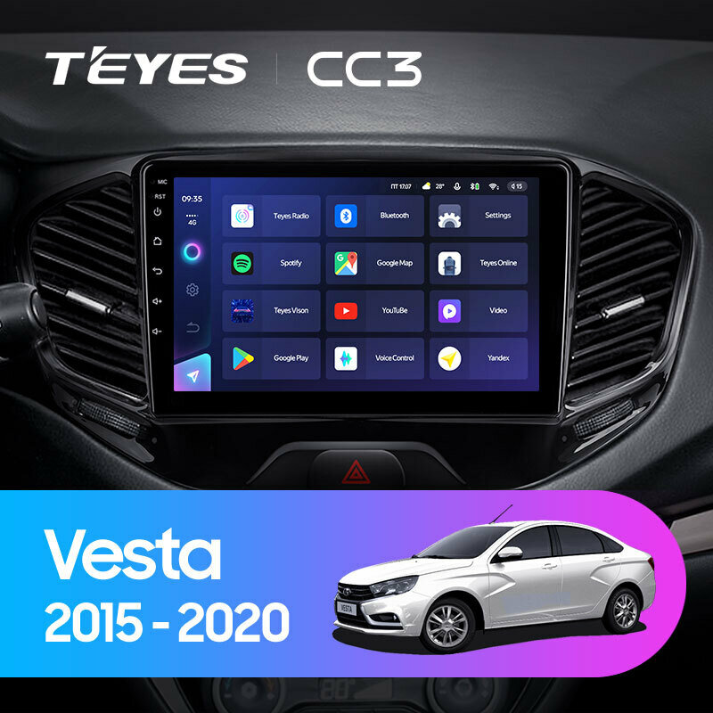 Штатная магнитола TEYES CC3 9.0" 6 Gb для Lada Vesta 2015-2021 (комплектация A)