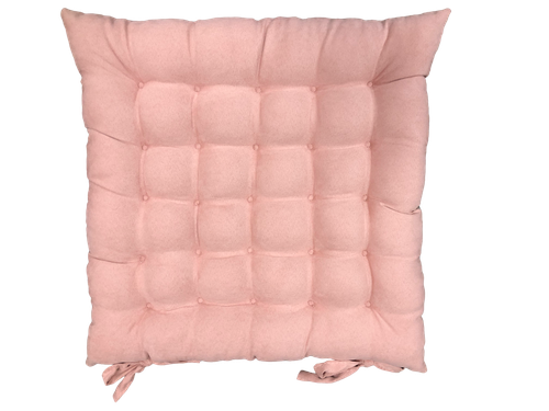 Подушка на стул розовая квадратная с завязками стеганая