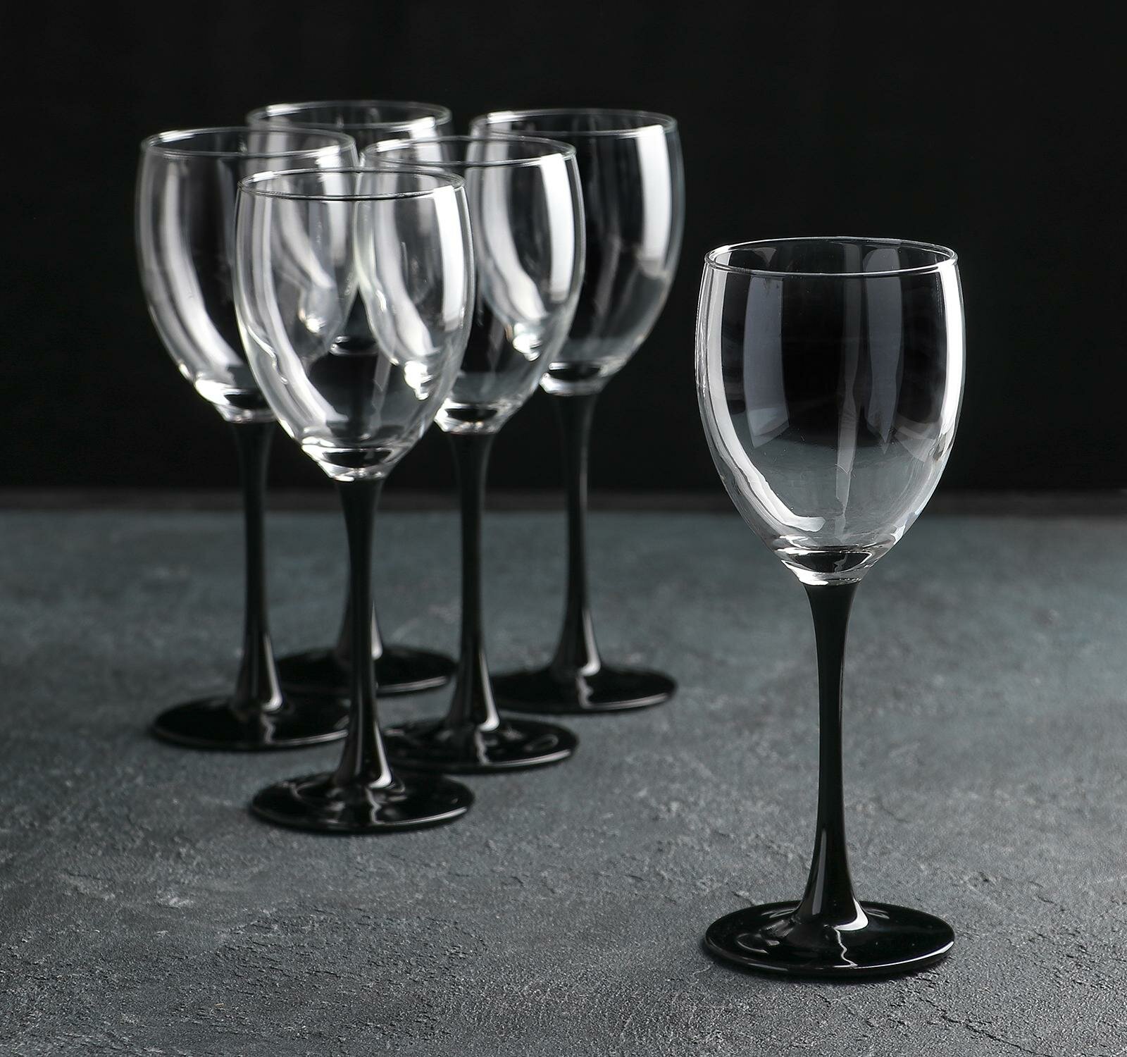 Набор стеклянных бокалов для вина "Домино", 250 мл, 6 шт