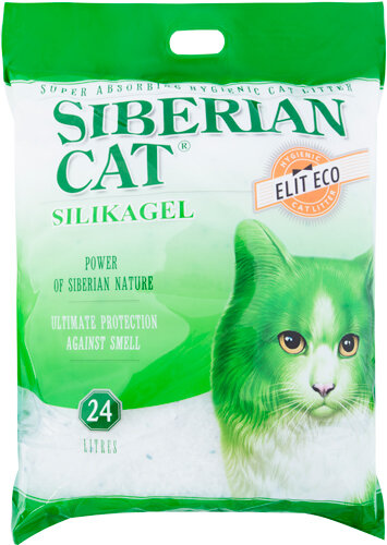 Сибирская кошка Элита ЭКО Наполнитель силикагель, зеленые гранулы 24л