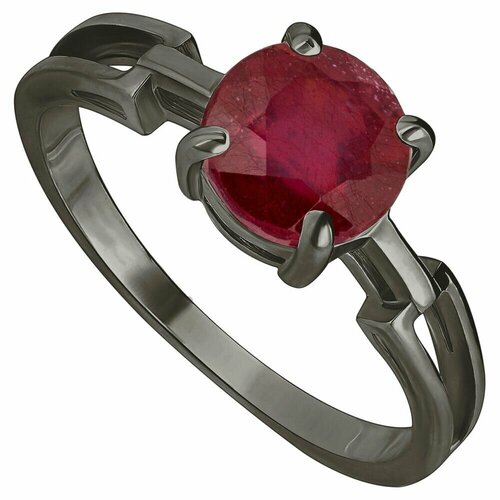серебряное кольцо дана с рубином и фианитами родий Кольцо Lazurit Online, серебро, 925 проба, родирование, рубин, размер 16