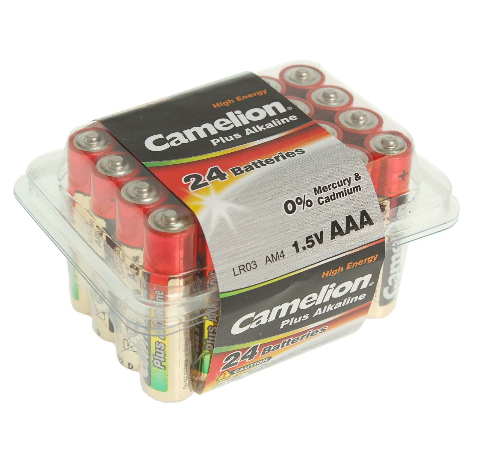 Батарейка алкалиновая Camelion Plus Alkaline, AAA, LR03-24BOX (LR03-PB24), 1.5В, набор 24 шт.