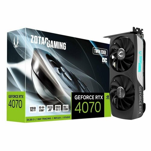 Видеокарта Zotac RTX4070 TWIN EDGE OC 12GB GDDR6X 192bit 3xDP HDMI 2FAN Medium Pack видеокарта zotac rtx3060 twin edge oc 12gb zt a30600h 10m