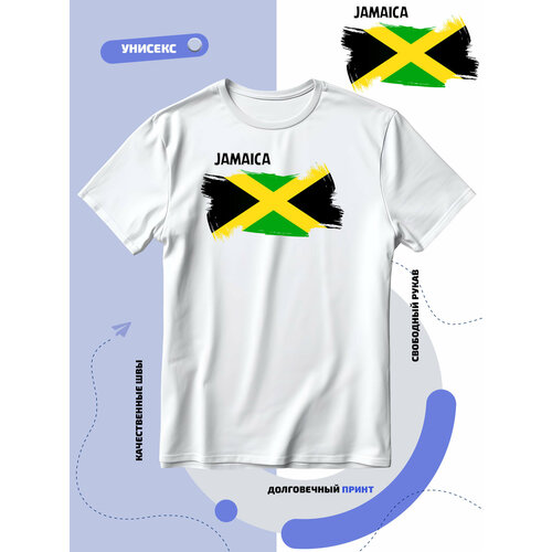 Футболка SMAIL-P флаг Ямайки, размер S, белый футболка smail p флаг ямайки размер s белый