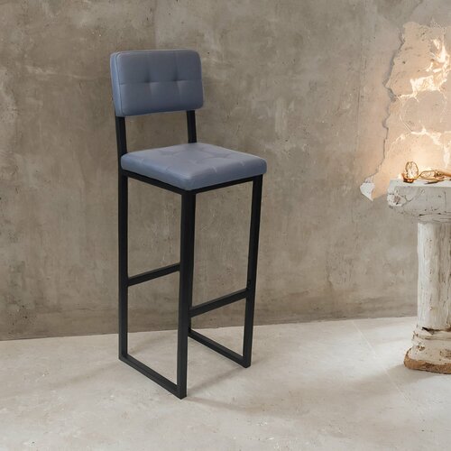 Стул барный металлический кухонный со спинкой серый кожезам 4800₽