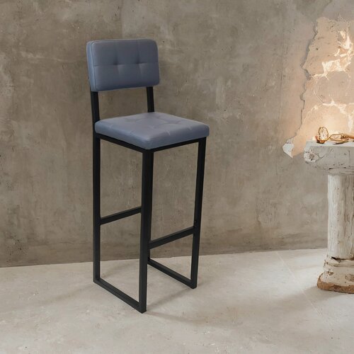 Изображение товара Стул барный металлический кухонный со спинкой (серый кожезам)