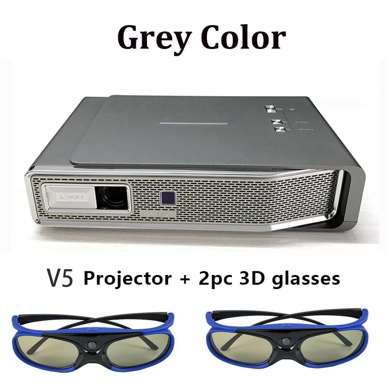 Портативный умный игровой проектор Smartldea, с очками/ с пультом, V5 2pc 3D glass, Российская/европейская (EU)