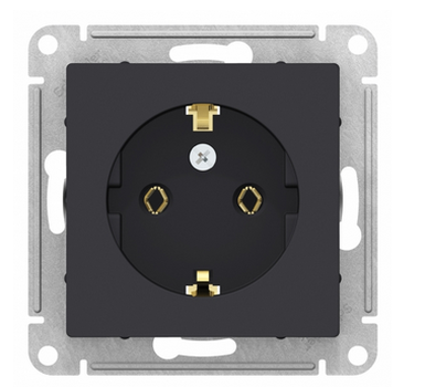 AtlasDesign Карбон Розетка с заземляющими контактами, 16А, механизм ATN001043