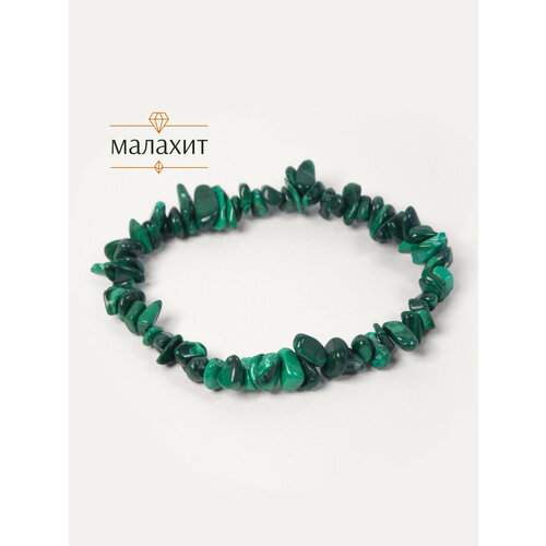 фото Эластичный браслет bl jewelry, малахит, 1 шт., размер 19 см, диаметр 6 см, зеленый, черный