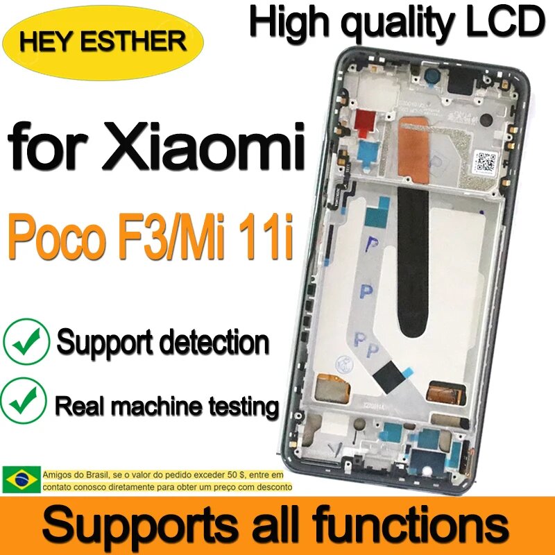 Оригинальный AMOLED 6,67 дюйма, 120 Гц, замена для Xiaomi POCO F3 M2012K11AG, ЖК-дисплей, сенсорный экран для Mi 11i M2012K11G, F3 No Frame