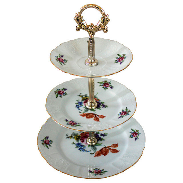 THUN Bernadotte Мейсенский букет 3-х ярусная горка из фарфора высотой 14/19/25 см
