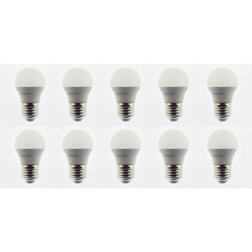 Лампочка светодиодная LED OSRAM "Шар" E27 7Вт 6500К, Холодный белый (набор 10 штук)