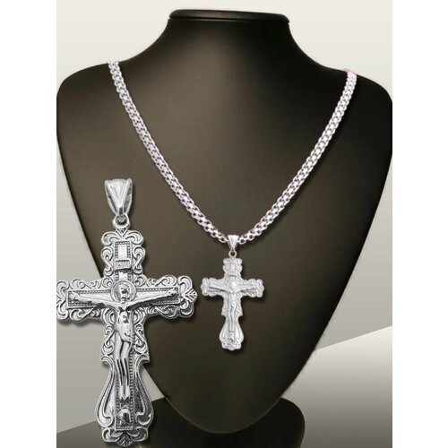 Комплект бижутерии, размер колье/цепочки 60 см, серебряный