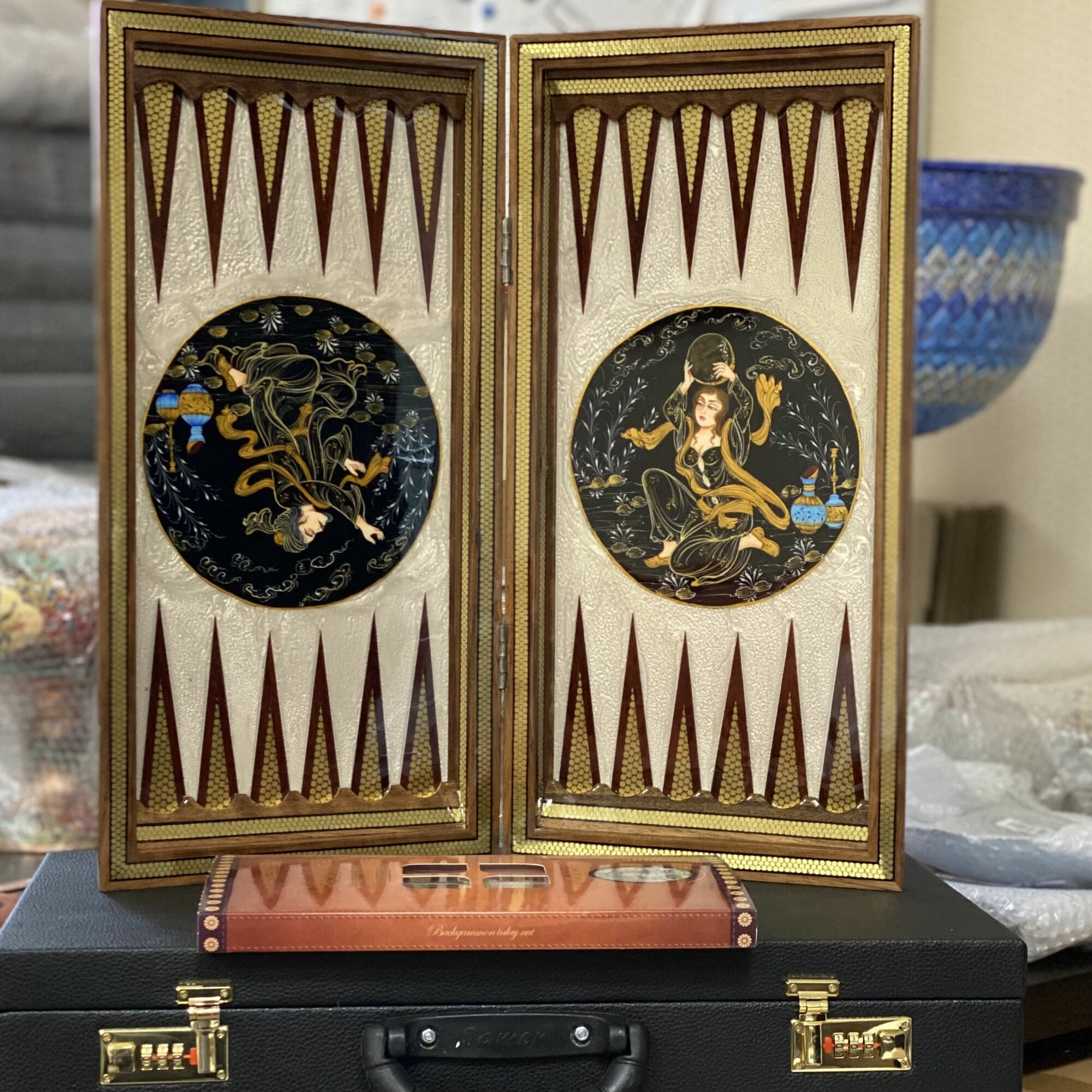 Шахматы-нарды "Хатам", ручная работа, дерево/металл, 50х50 см — фото 1