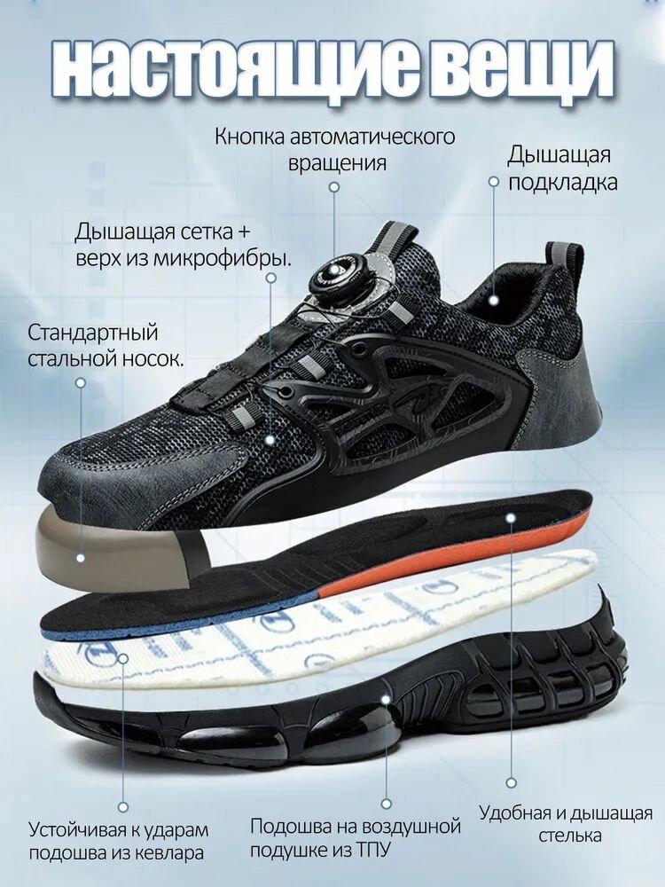 Мужская удобная, безопасная и дышащая рабочая обувь — фото 1
