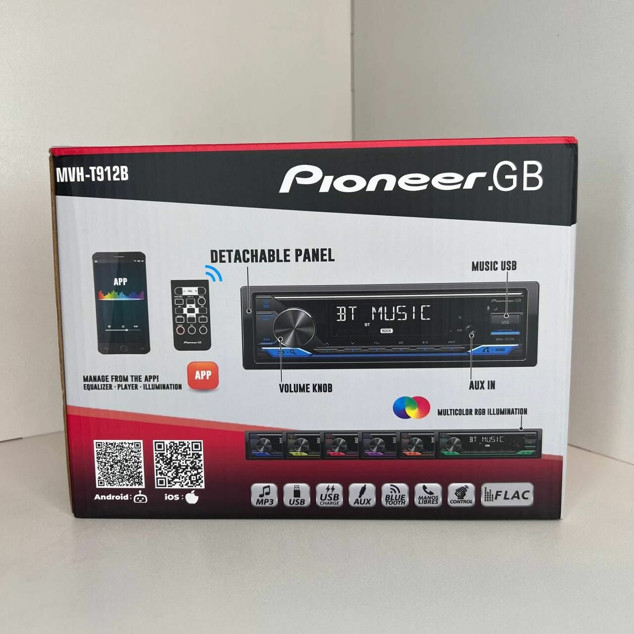 Автомагнитола MVH-T912B, процессорная, 1 DIN, 60Вт, Bluetooth, AUX