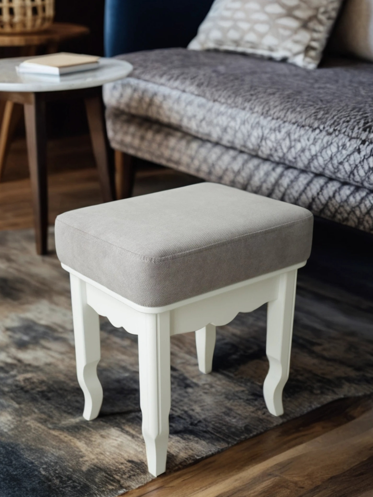 Банкетка пуфик K-home Асти для туалетного столика, МДФ, цвет белый