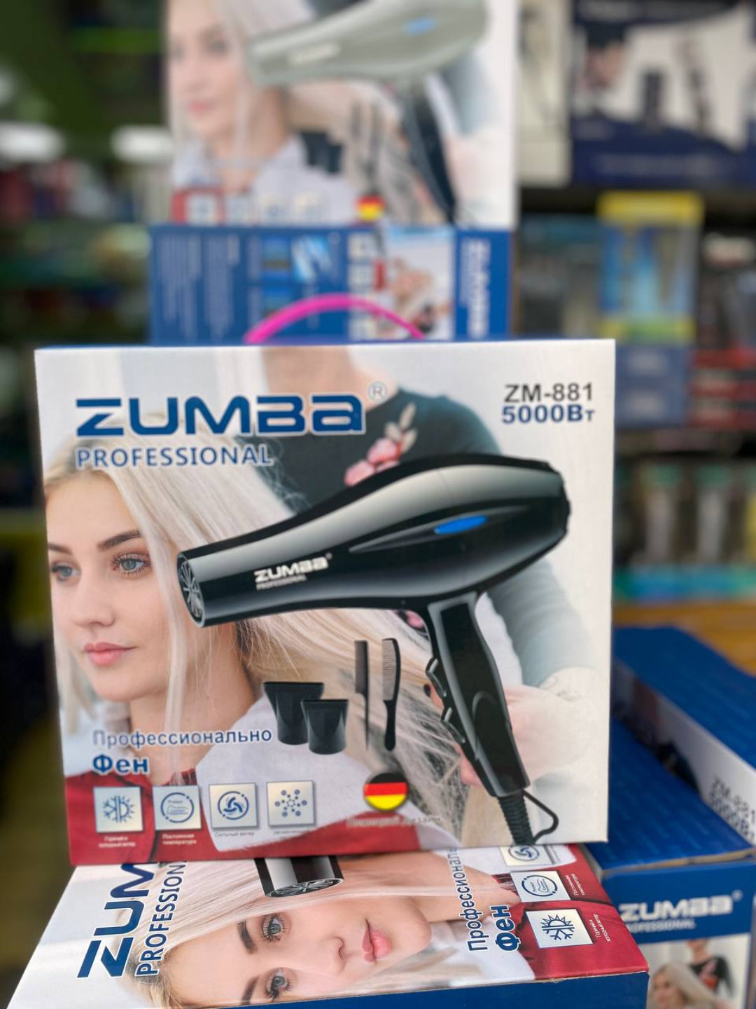 Фен ZUMBA 5000W ZM-881 — быстро сушит волосы мощным потоком воздуха