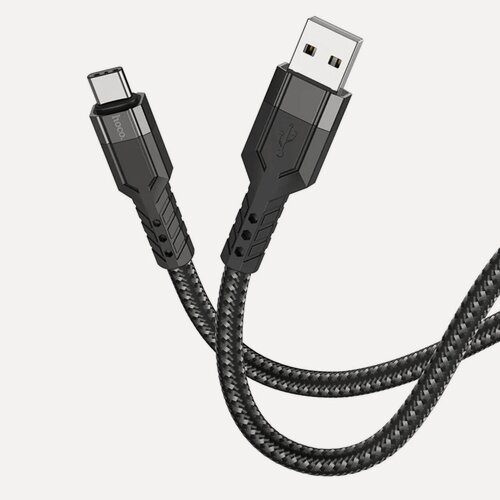 Изображение товара Кабель USB-A to Type-C Hoco U110, 3А, 1.2 м, нейлоновая оплетка, черный