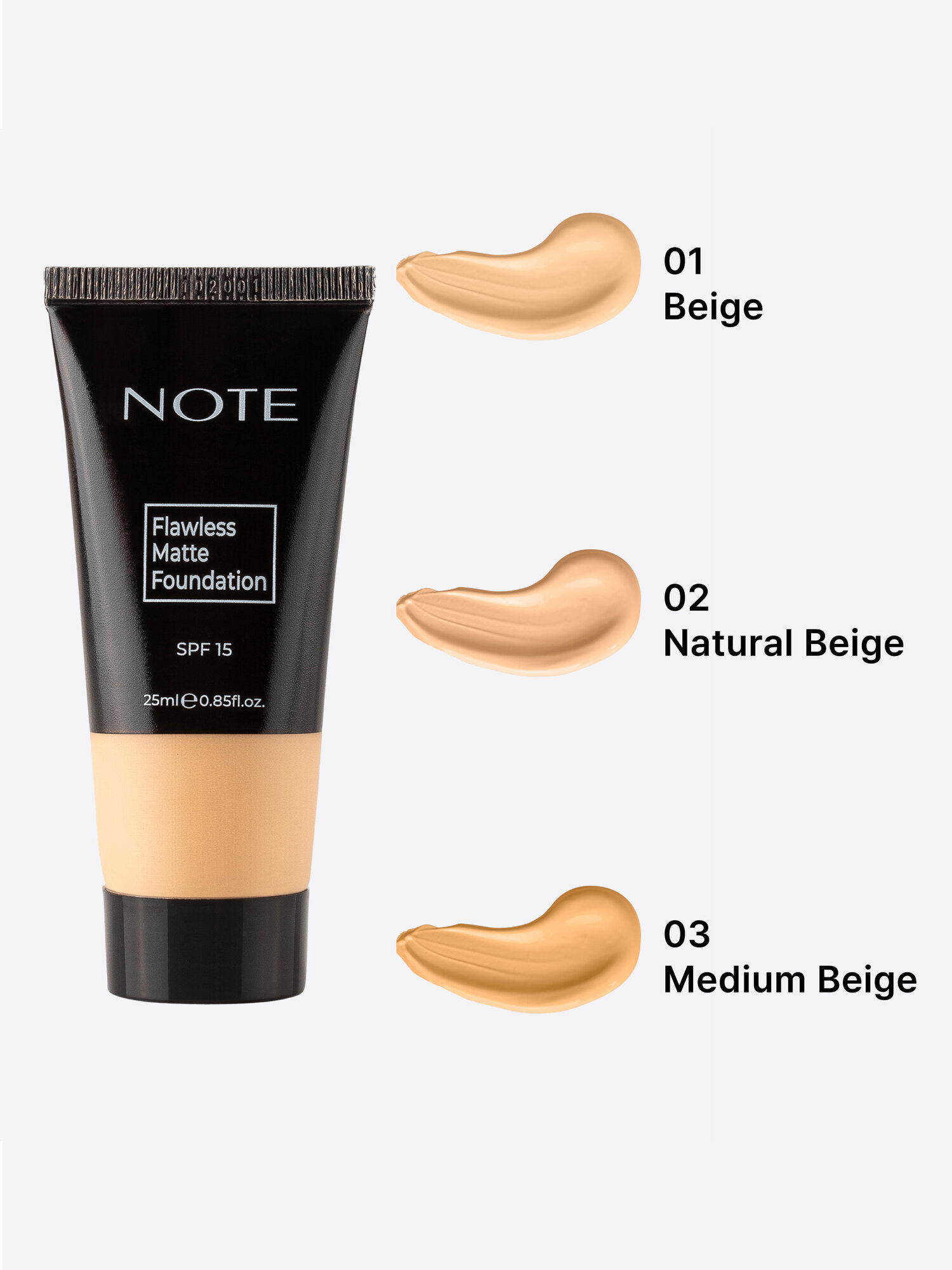 Тональный крем NOTE Flawless Matte 01, 25 мл – идеальный матовый тон лица — фото 1