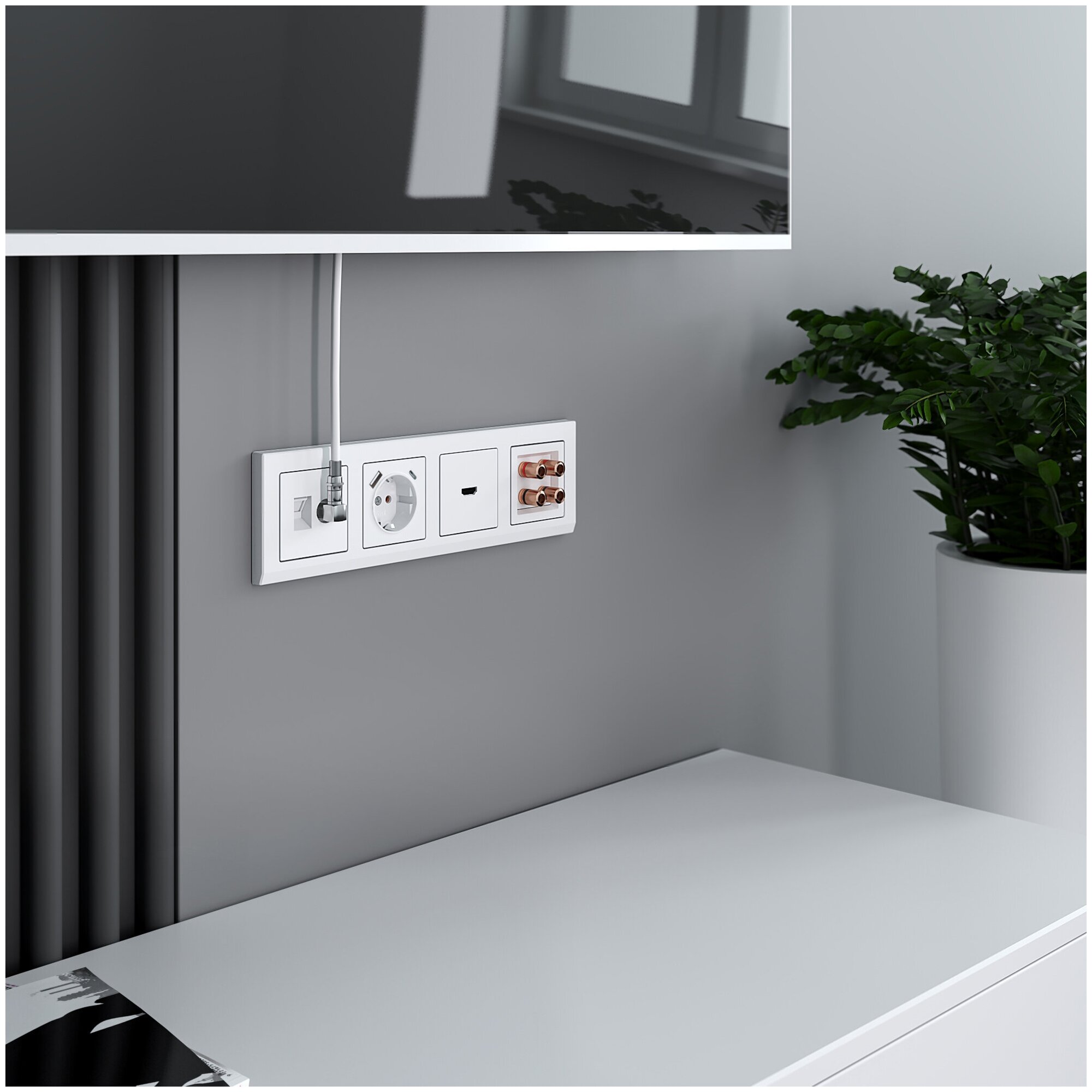 Розетка ТВ+Ethernet Werkel W1181303 4690389174476 - фото №3