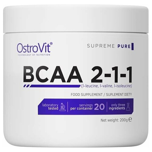 фото Аминокислоты bcaa (бцаа) ostrovit supreme pure bcaa 2-1-1 (400 г) нейтральный