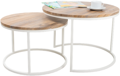 Журнальный столик Castle белый , дуб натуральный 60х60х41 см.