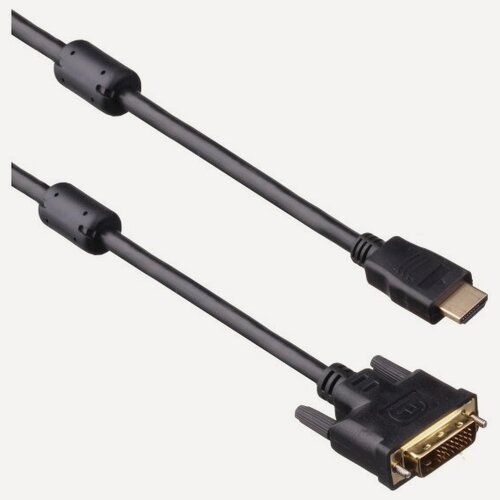 Изображение товара Кабель HDMI-DVI Exegate EX-CC-HDMIM-DVIM-1.8 (19M/25M, dual link, 2 фильтра, 1,8м, позолоченные контакты)