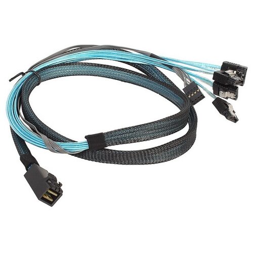 кабель acd mini sas hd sff8643 4 sata sideband acd sff8643 satasb 0 75 м голубой черный Кабель ACD Mini SAS HD (SFF8643) - 4 SATA SideBand (ACD-SFF8643-SATASB), 0.75 м, голубой/черный
