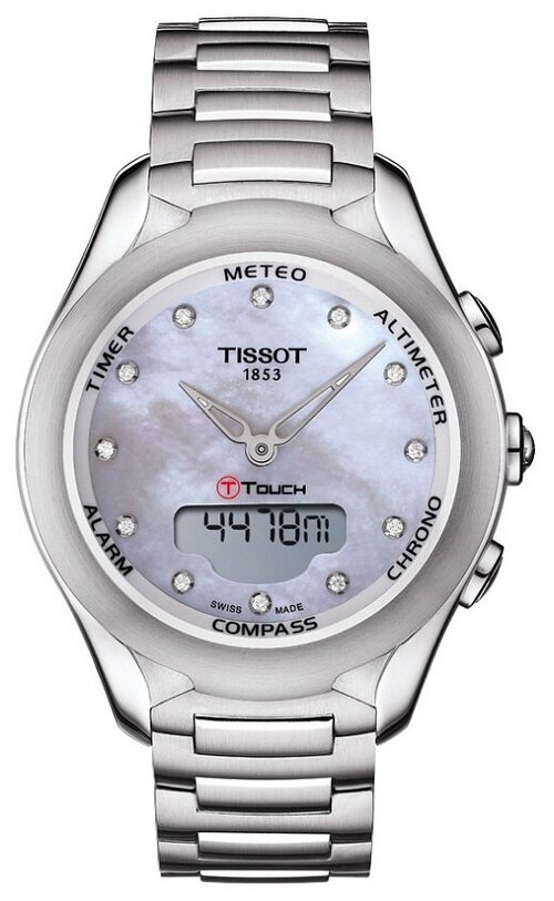 Наручные часы TISSOT Часы Tissot T-Touch Lady Solar T075.220.11.106.00, белый, серебряный