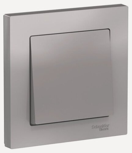 Изображение товара Выключатель 1-клавишный Systeme Electric (schneider Electric) SCHNEIDER ELECTRIC ATLASDESIGN, сх.1, 10АХ, в сборе, алюминий, ATN000312