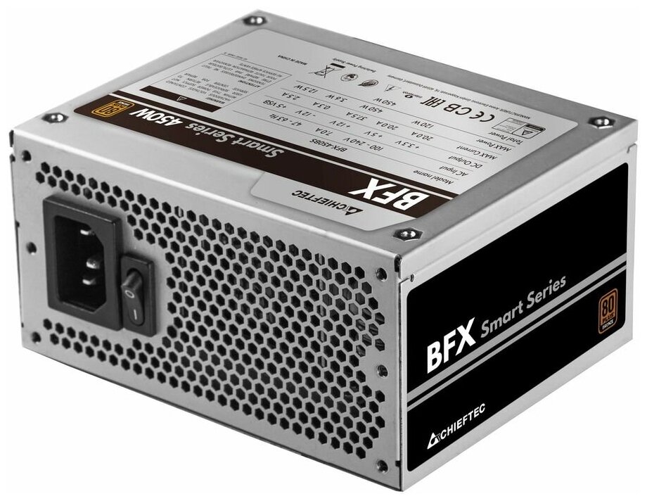 Блок питания Chieftec Smart BFX-450BS (ATX 2.53, 450W, SFX, 80 PLUS BRONZE, Active PFC, 90mm fan) OEM (BFX-450BS)