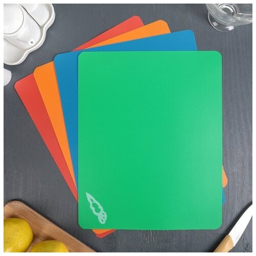 фото Набор досок разделочных доляна гибкие, прямоугольные, 4 шт, 34,5*27,5*0,1 см