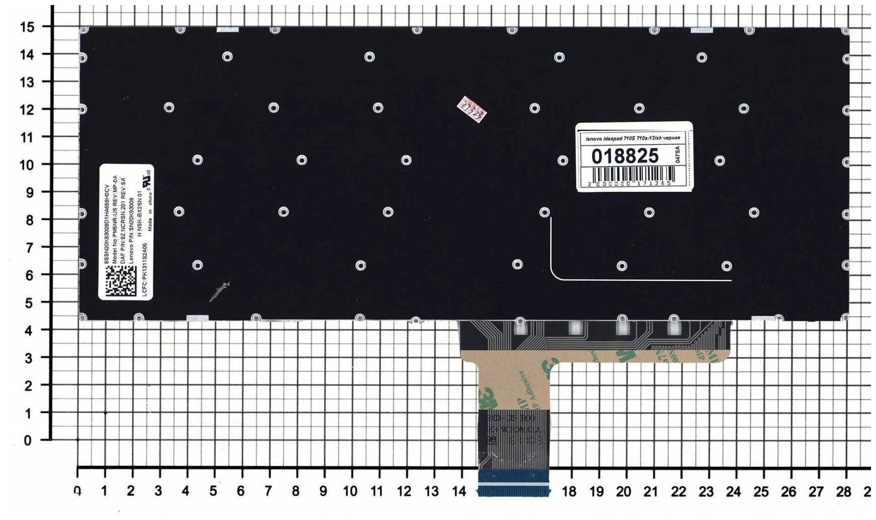 Клавиатура для ноутбука Lenovo SN20K82366 черная без рамки с подсветкой