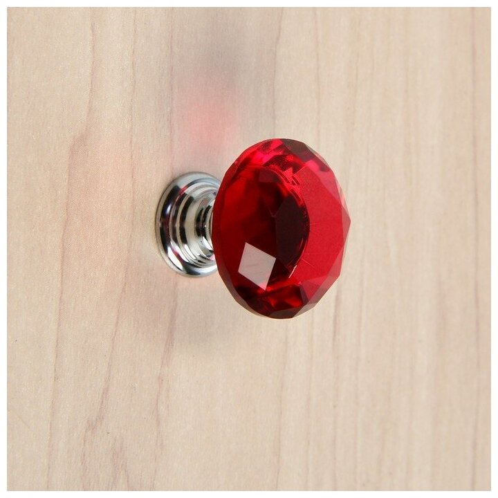 CAPPIO Ручка кнопка CAPPIO, цвет красный "Алмаз", стеклянная, d=25 мм - фотография № 3