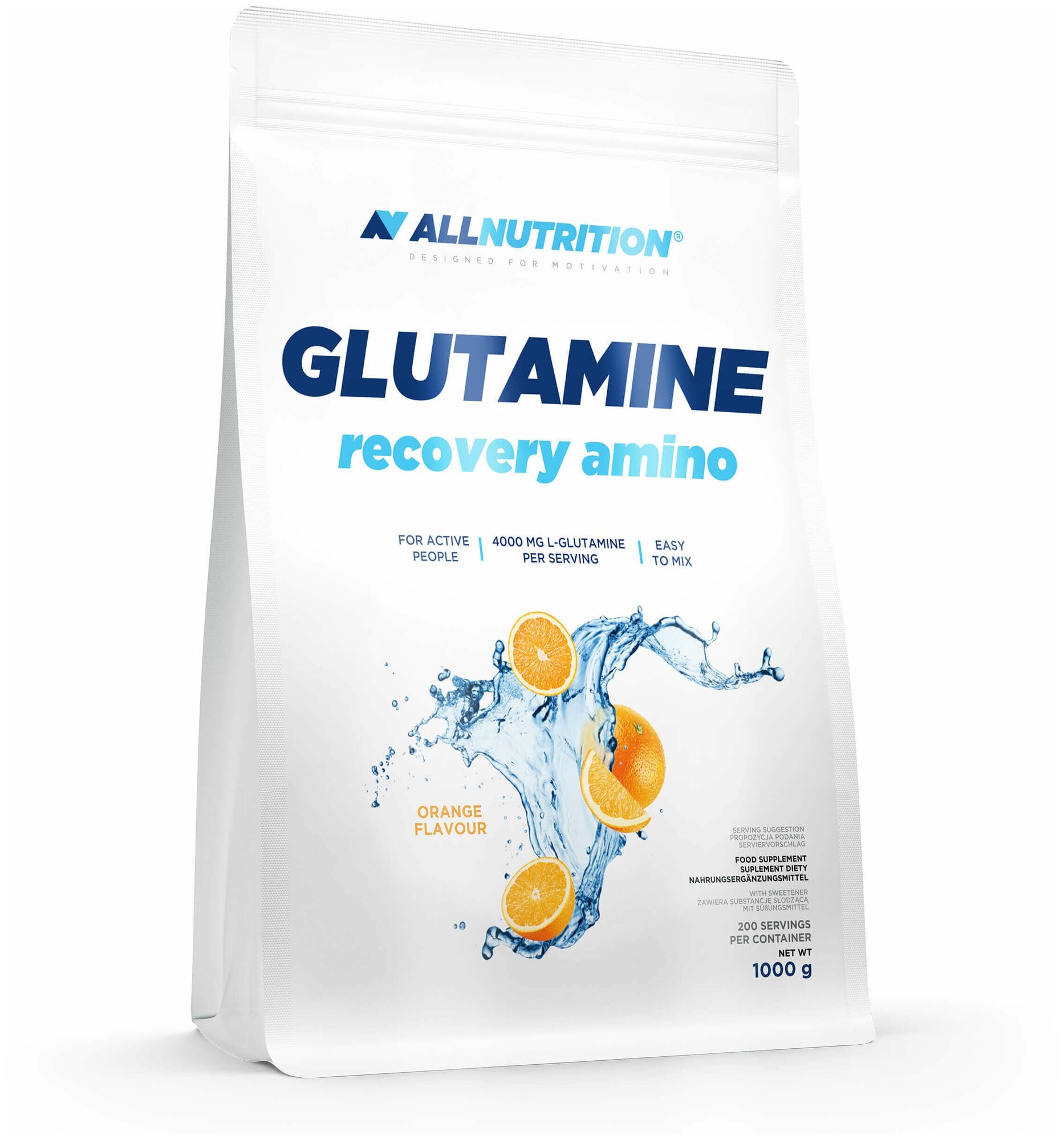 Глутамин AllNutrition Glutamine Recovery Amino 1000 гр, апельсин