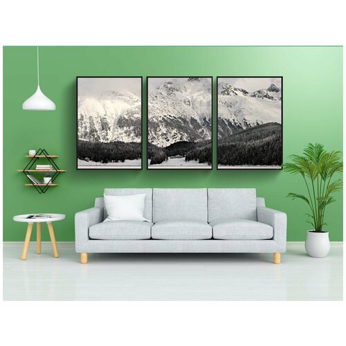 фото Набор модулных постеров для интерьера "снег, гора, зима" 60x90 см. в тубусе, без рамки lotsprints