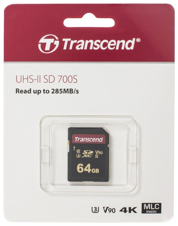 Карта памяти 64GB Transcend SDXC UHS-II Class U3 V90, чтение: 285Мб/с, запись: 180Мб/с - фото №3